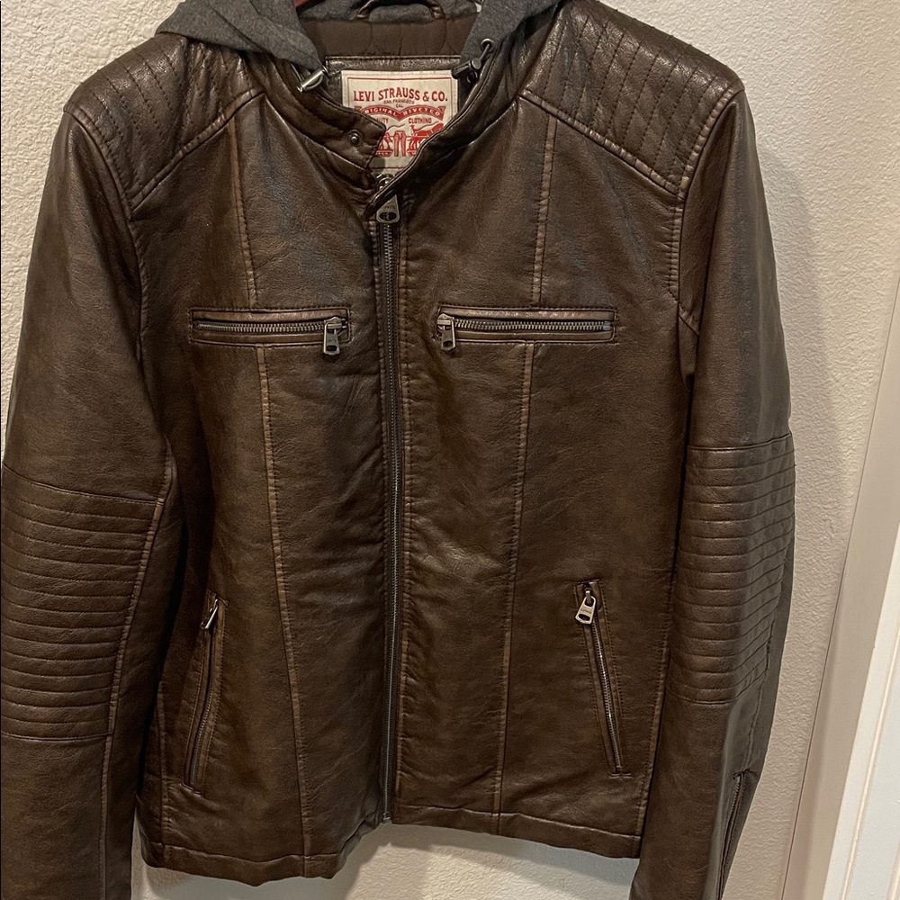Men's Levi's® Faux Leather Hooded Racer Jacket